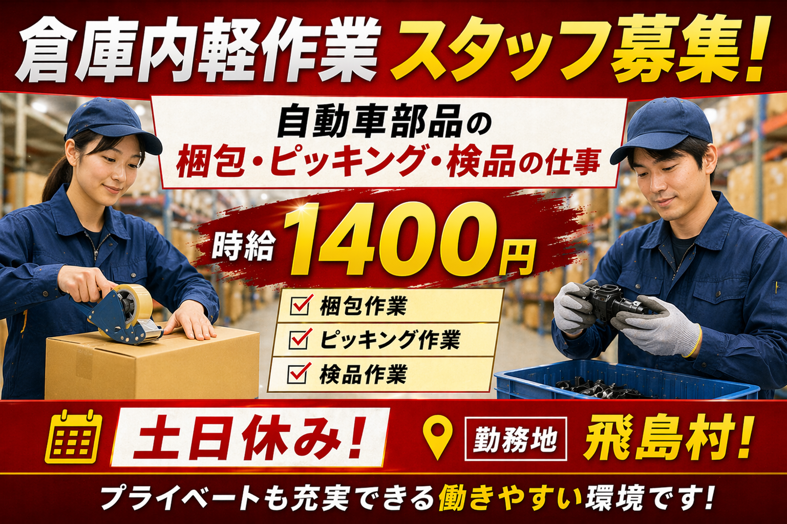 派遣 特になし 軽作業 梱包・仕分け 集荷・ピッキング 点検・検査 特になし 物流・倉庫求人イメージ